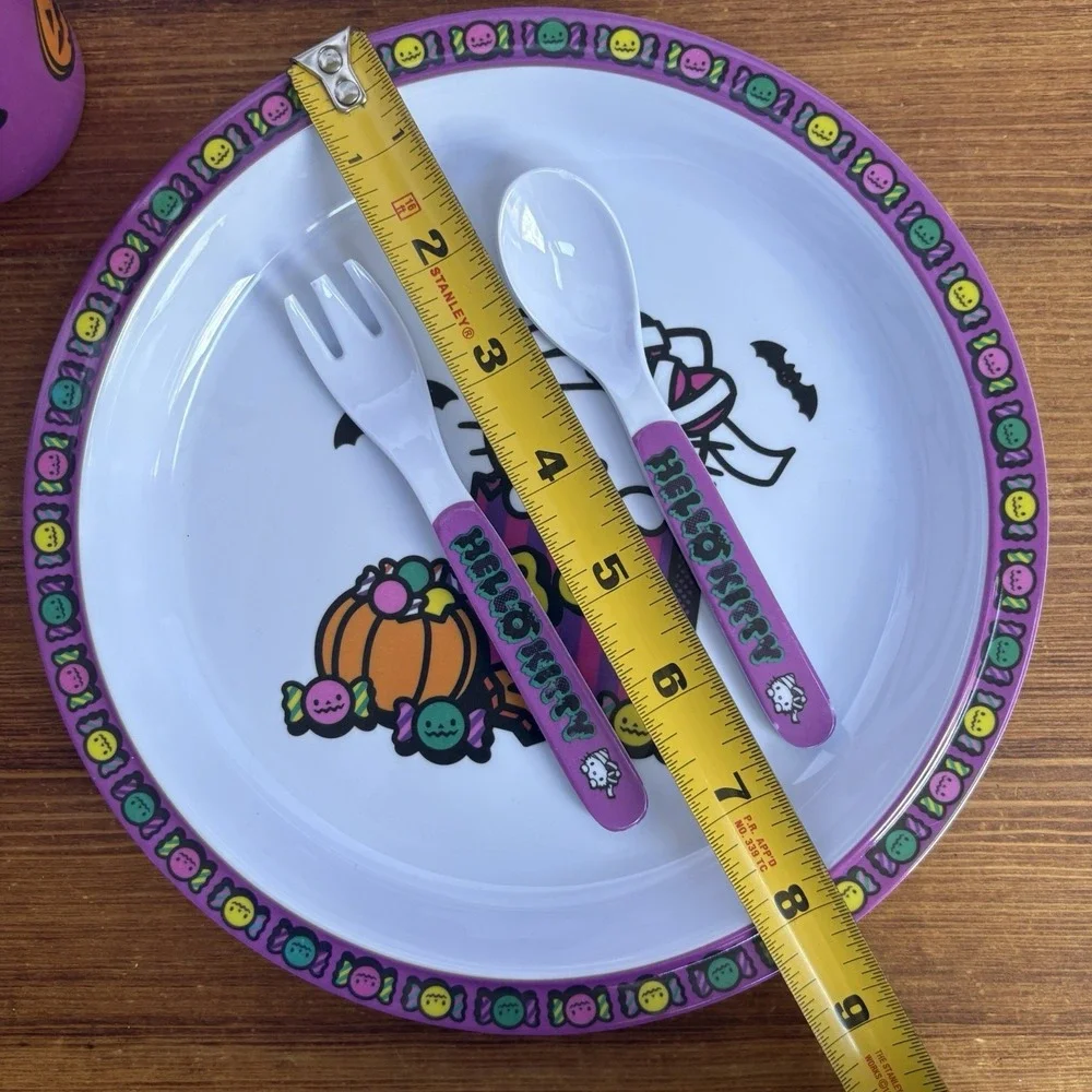 Sanrio Hello Kitty Halloween Boo Kids 4pc Melamine Dinner Set Purple